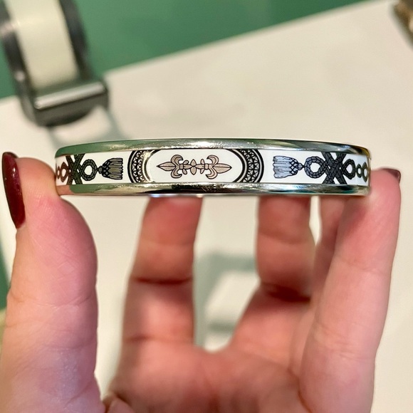Authentic Hermes Silver and Black Enamel Bangle Bracelet - Picture 3 of 6